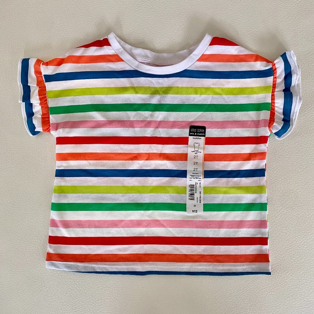 Rainbow ruffle sleeve toddler t-shirt